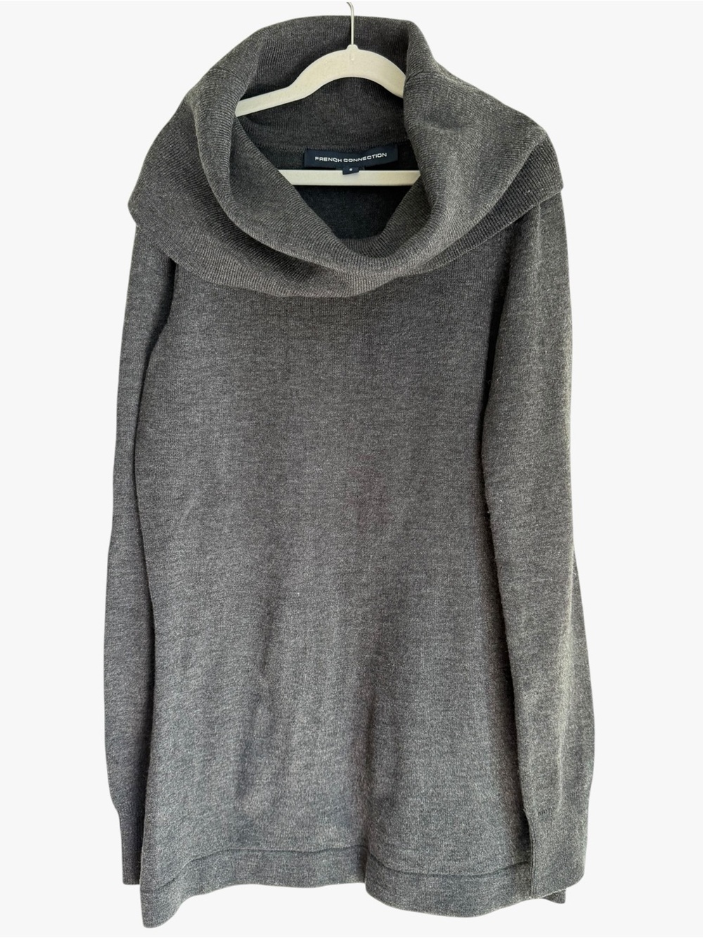 French Connection Gray Cowl Neck Tunic Sweater